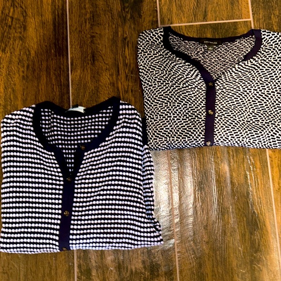 Lot of Ann Taylor 3/4 Sleeve Navy Blue Cardigans Sz Large - Picture 1 of 3